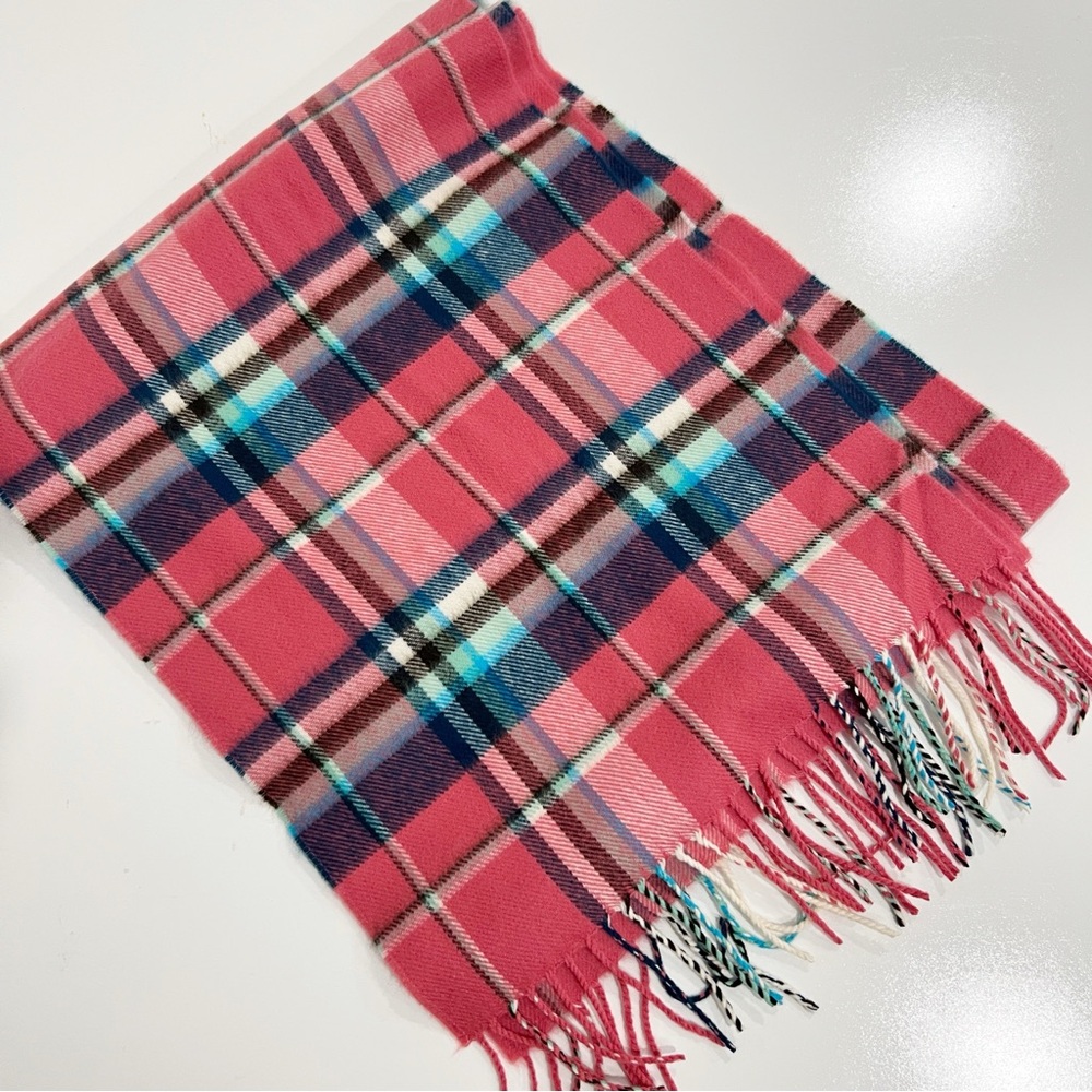 MADE IN SCOTLAND | 100% Cashmere Plaid Pink and Blue Scarf